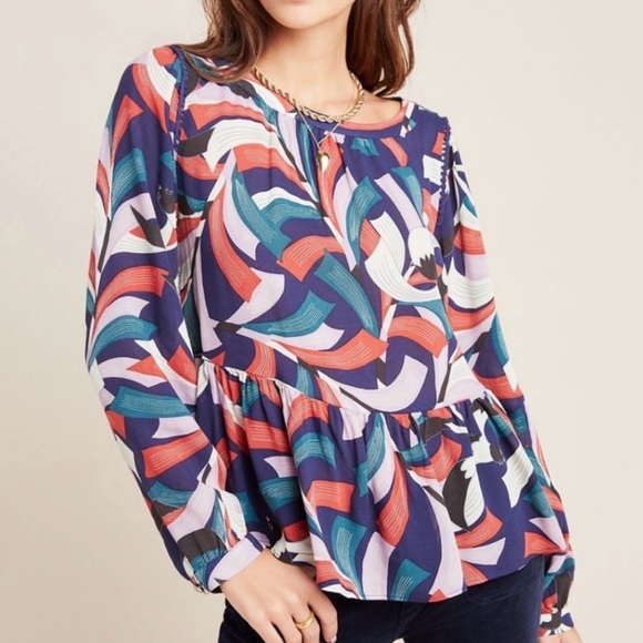 Anthropologie Maeve Cheyenne Peplum top - Picture 4 of 11